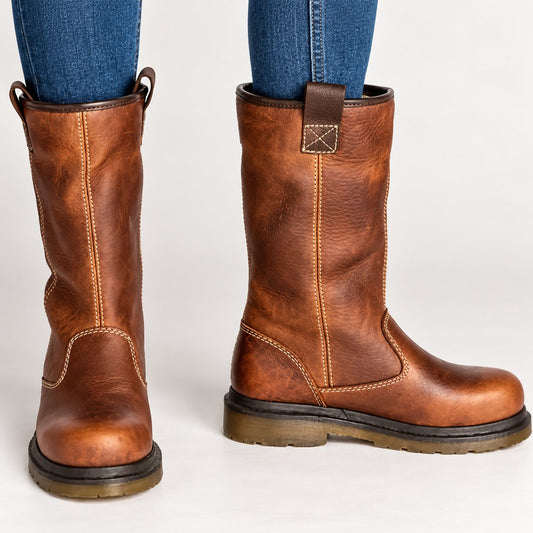 Women's Fleece-Lined Faux Leather Mid-Calf Winter Boots
