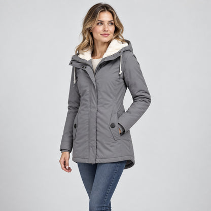 Women's Waterproof Winter Jacket with Hood & Pockets