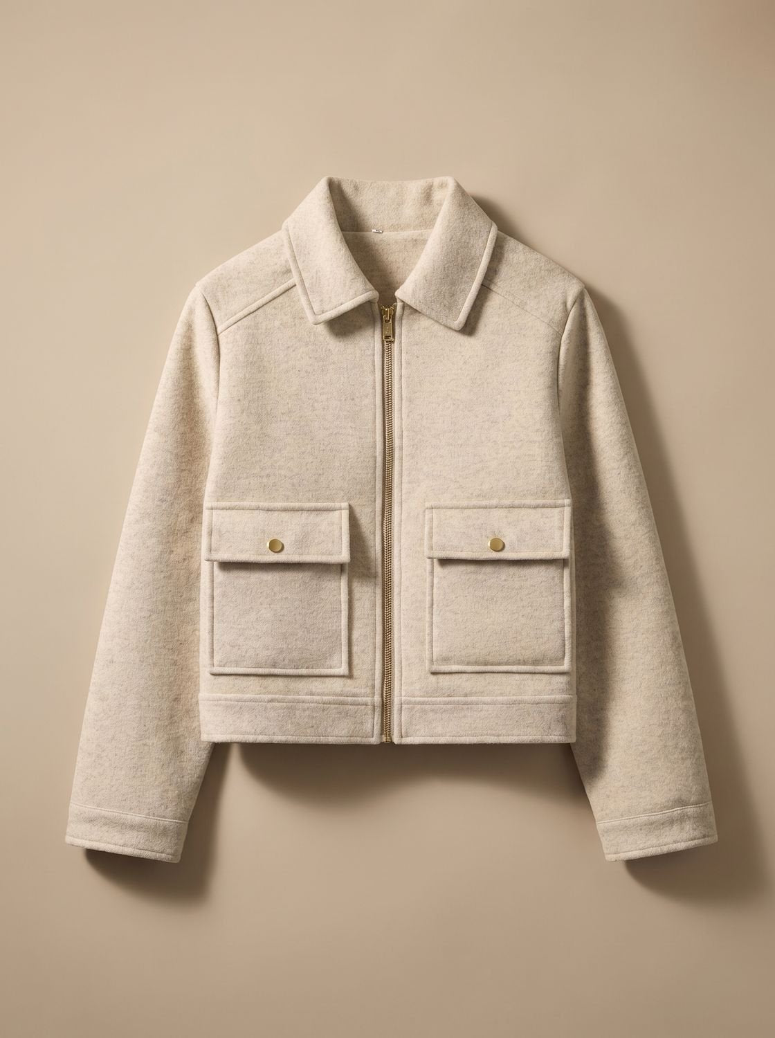 Women's Wool Blend Stand Collar Cropped Button Coat 10