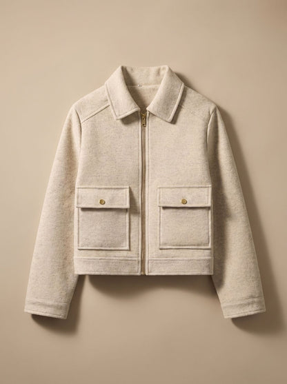 Women's Wool Blend Stand Collar Cropped Button Coat 10