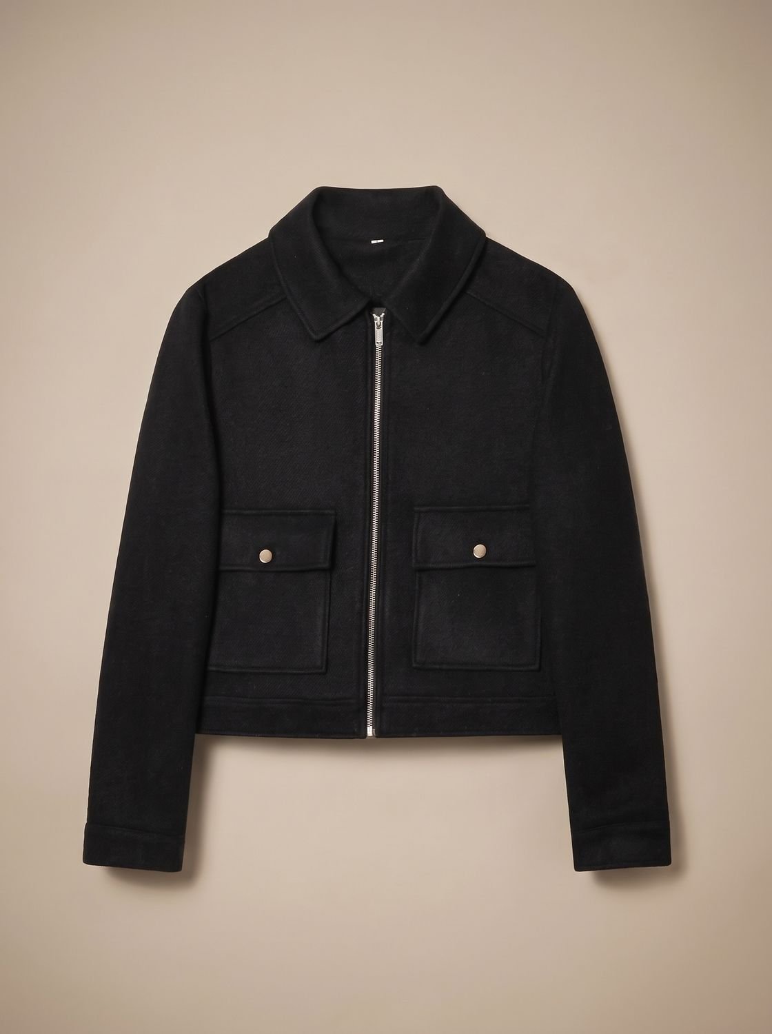 Women's Wool Blend Stand Collar Cropped Button Coat 13