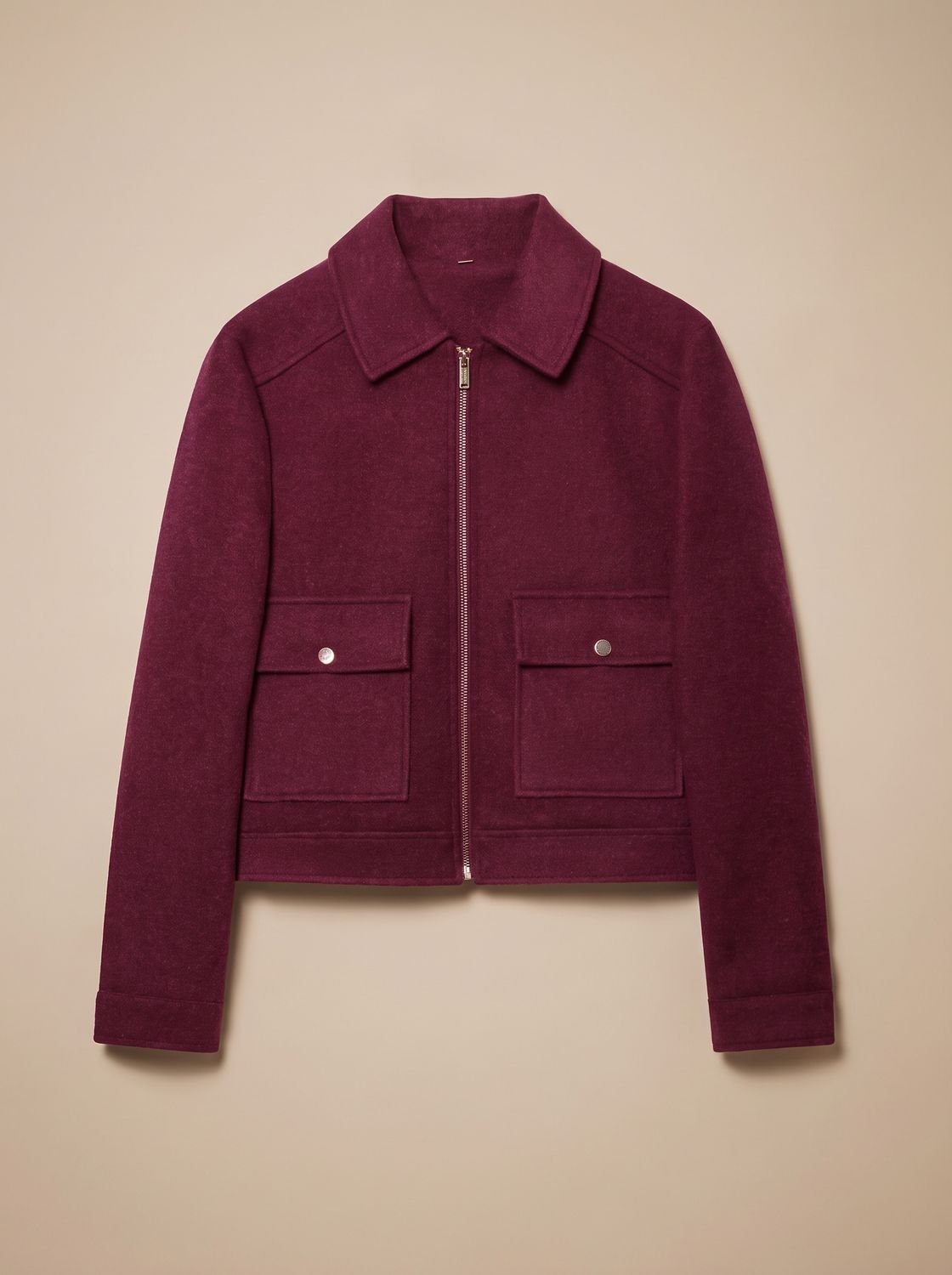Women's Wool Blend Stand Collar Cropped Button Coat 17