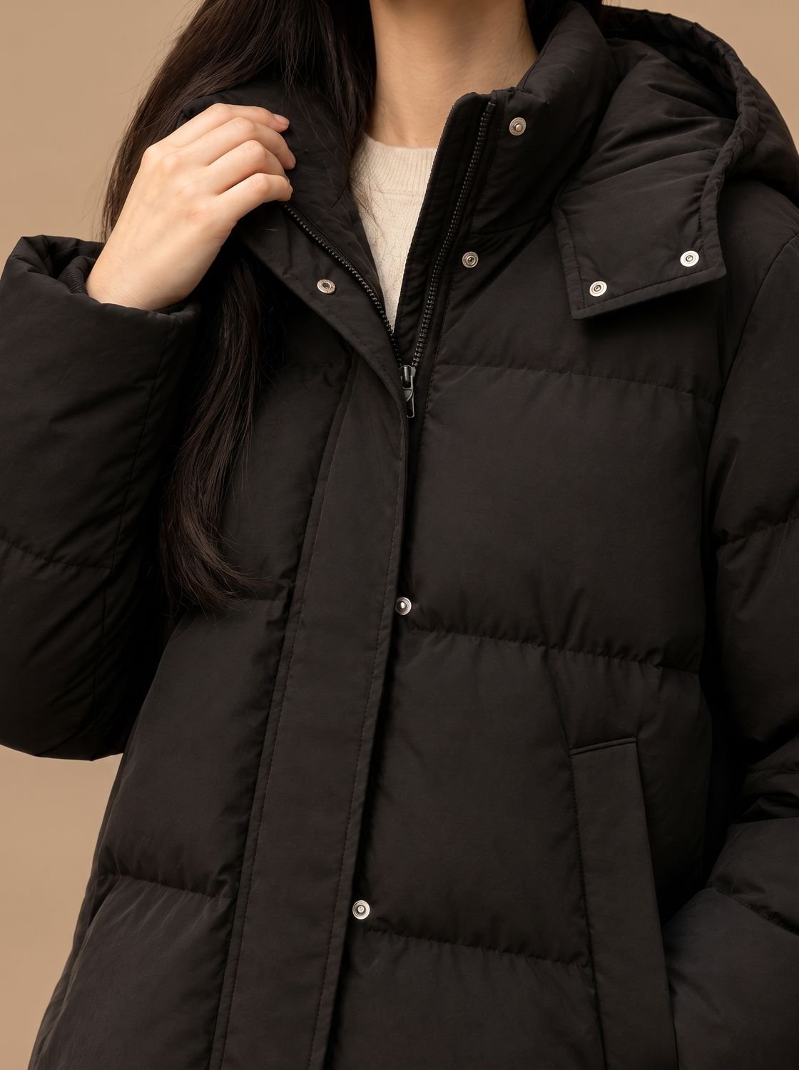 Women's Quilted Down-Fill Puffer Jacket — Hooded Loose Fit 2