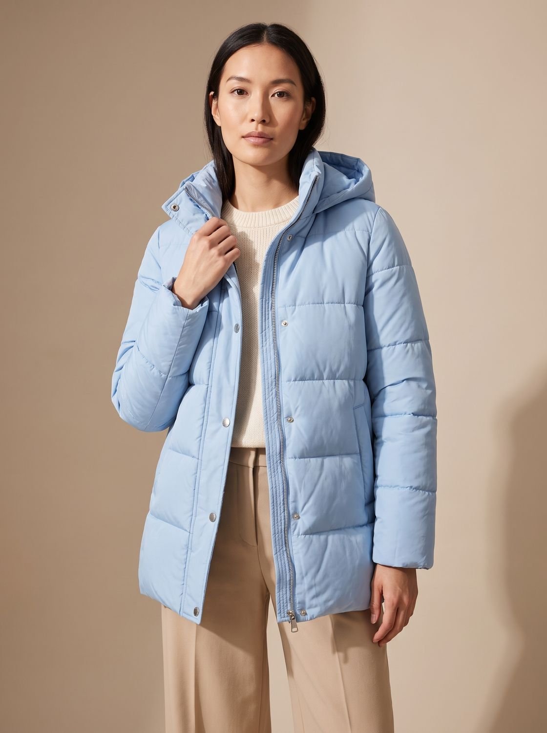 Women's Quilted Down-Fill Puffer Jacket — Hooded Loose Fit 3