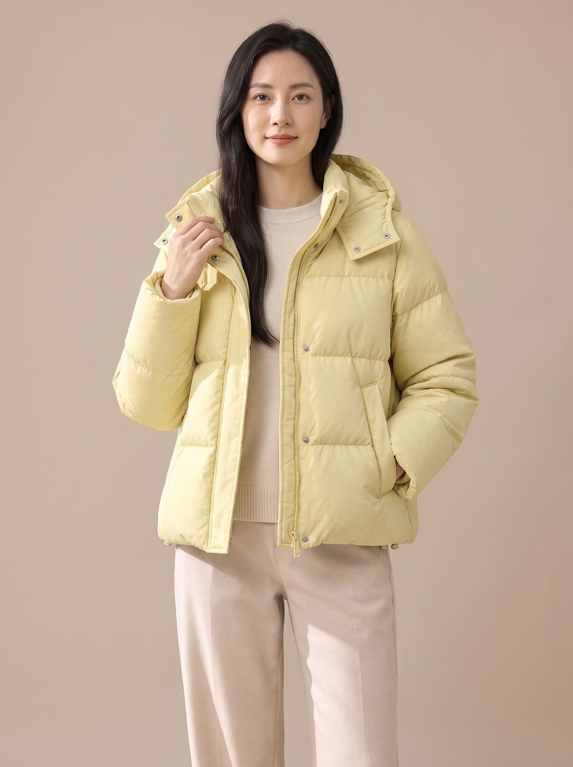 Women's Quilted Down-Fill Puffer Jacket — Hooded Loose Fit 4