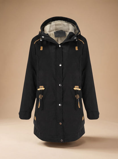 Women's Sherpa-Lined Hooded Parka Coat — Adjustable Waist 1