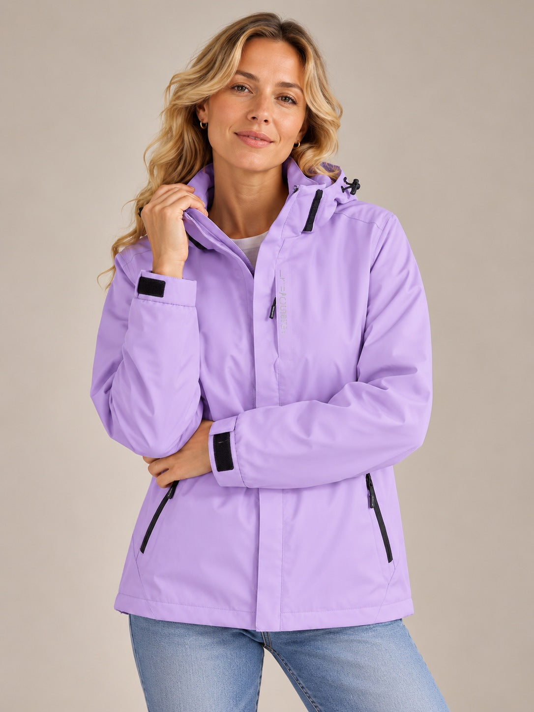 Women's Stylish Waterproof Rain Jacket with Removable Hood