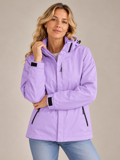 Women's Stylish Waterproof Rain Jacket with Removable Hood
