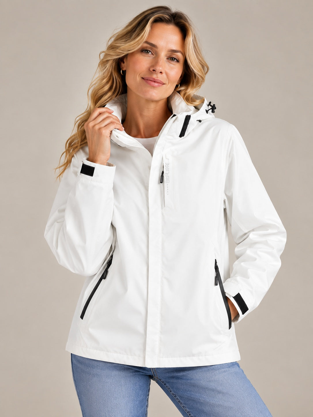 Women's Stylish Waterproof Rain Jacket with Removable Hood